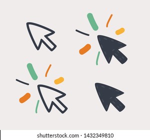 Cartoon vector illustration of cursor icon Click arrow on white.