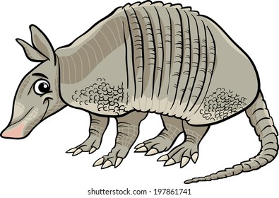 Cartoon Vector Illustration of Cute Armadillo Animal