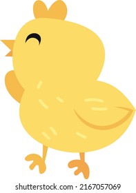 A cartoon vector illustration of cute cartoon baby chicken.