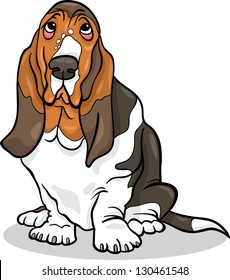 Cartoon Vector Illustration of Cute Basset Hound Purebred Dog