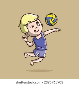 Dibujo vectorial de Cute Beach Volleyball. Ilustración de la mascota del voleibol de playa