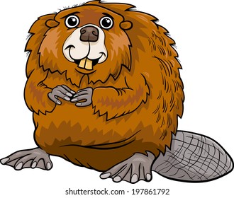 Cartoon Vector Illustration of Cute Beaver Animal