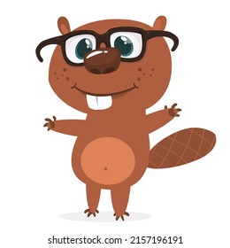 Cartoon Vector Illustration Cute Beaver Wearing Stock Vector (Royalty ...