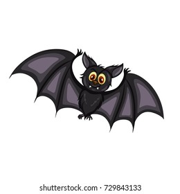 Cartoon Vector Illustration of a Cute Black Bat