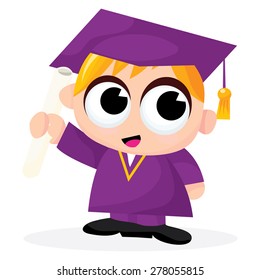 A cartoon vector illustration of a cute blonde male graduate.