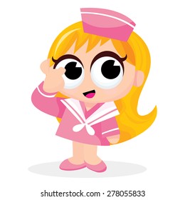 A cartoon vector illustration of a cute blonde sailor girl.