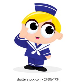 A cartoon vector illustration of a cute blonde sailor boy.