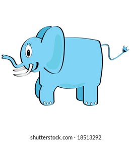 Cartoon vector illustration of a cute blue elephant smiling. For jpeg version, please see my portfolio.