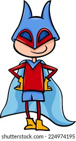 Cartoon Vector Illustration of Cute Boy in Superhero Costume
