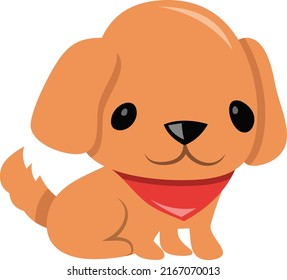 A cartoon vector illustration of a cute brown puppy dog.