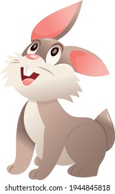 A cartoon vector illustration of a cute bunny rabbit looking up.