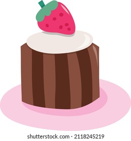 Dibujo vectorial de una linda tarta con fresa.