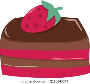 Dibujo vectorial de una linda tarta con fresa.
