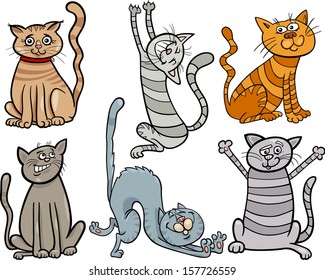 Cartoon Vector Illustration of Cute Cats or Kittens Pet Set