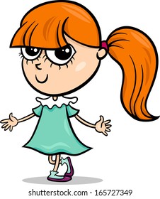 Cartoon Vector Illustration of Cute Cheerful Little Girl