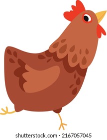 A cartoon vector illustration of cute cartoon chicken.