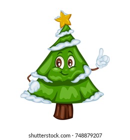 Cartoon Vector illustration of a Cute Christmas Tree Character