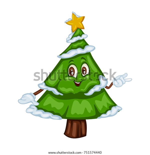 happy cute cartoon christmas tree
