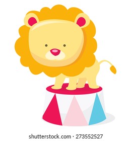 Cartoon Vector Illustration Cute Circus Lion Stock Vector (Royalty Free ...