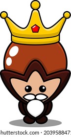 cartoon vector illustration of cute clove mascot costume character wearing king crown