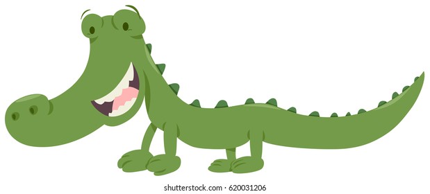 Cartoon Vector Illustration of Cute Crocodile Animal Character