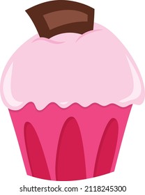 A cartoon vector illustration of a cute cupcake.