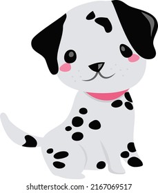 A Cartoon Vector Illustration Of A Cute Dalmation Puppy Dog.