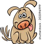 Cartoon Vector Illustration of Cute Dog Wagging his Tail