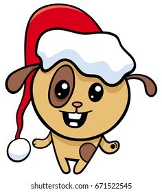 Cartoon Vector Illustration of Cute Dog Animal Character on Christmas Time