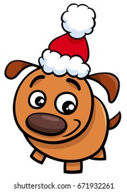 Cartoon Vector Illustration of Cute Dog or Puppy Animal Character on Christmas Time