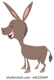 Cartoon Vector Illustration of Cute Donkey Farm Animal Character