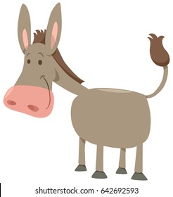 Cartoon Vector Illustration of Cute Donkey Farm Animal