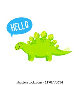 Cartoon vector illustration. Cute Doodle Dinosaur. Template for print, design