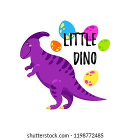 Cartoon vector illustration. Cute Doodle Dinosaur. Template for print, design