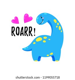 Cartoon vector illustration. Cute Doodle Dinosaur. Template for print, design