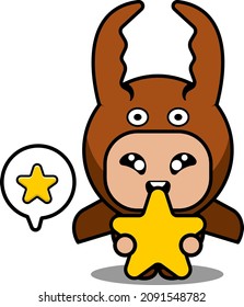 ilustración vectorial de la linda estrella del traje de mascota animal de escarabajo de lucha
