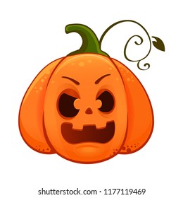 Cartoon vector illustration of cute funny Halloween surprise scary pumpkin. Isolated on white. Emoticon. Halloween icon. eps 10 mascot doodle funny card for invite on the halloween party, 