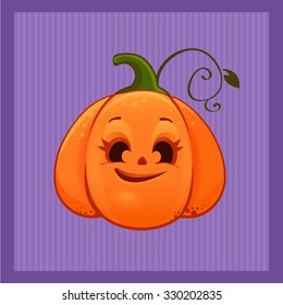 Cartoon vector illustration of cute funny Halloween pumpkin. Emoticon. Halloween icon. Halloween smiling pumpkin
