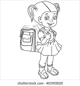 Coloring Page Outline Cartoon Girl Artist Stock Vector (Royalty Free ...