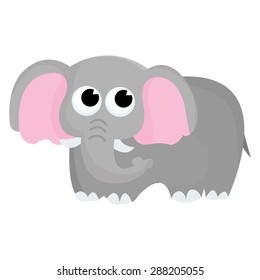A cartoon vector illustration of a cute gray elephant.