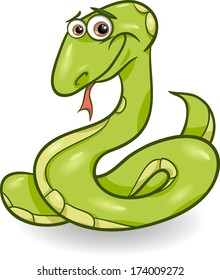 Cartoon Vector Illustration of Cute Green Snake Reptile Animal