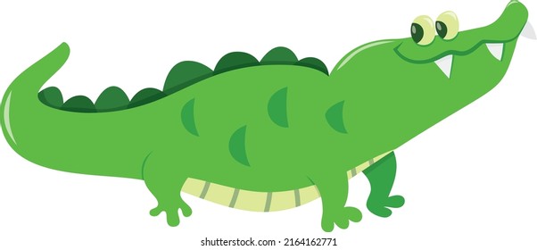 Cartoon Vector Illustration Cute Green Crocodile Stock Vector (Royalty ...