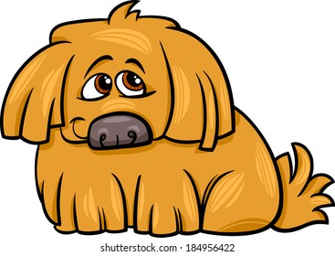 Cartoon Vector Illustration of Cute Hairy Dog