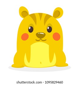 Cartoon vector illustration of cute hamster. Isolated on white. Mascot.