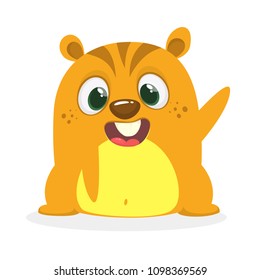 Cartoon vector illustration of cute hamster. Isolated on white. Mascot.