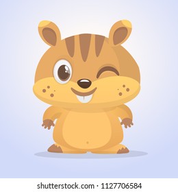 Cartoon vector illustration of cute hamster. Isolated on white. Mascot.