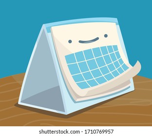Cartoon-Vektorillustration-Illustration eines niedlichen und fröhlichen Schreibtischkalenders