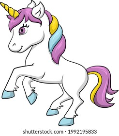 Cartoon vector illustration of a cute happy unicorn