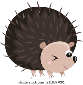 A cartoon vector illustration of a cute hedgehog.