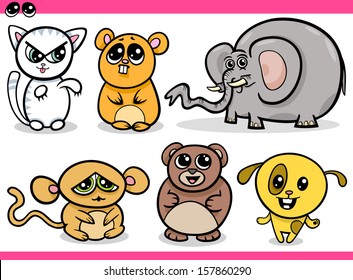 Cartoon Vector Illustration of Cute Kawaii Style Animals Set